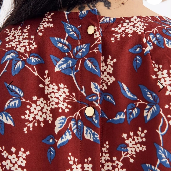 Madewell Button-Back printed flowy mini dress in Antique Flora Size XS - Picture 4 of 11